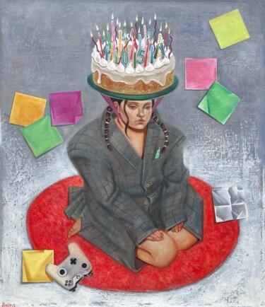 Schilderij getiteld "Deadlines are burni…" door Anita Turadzanova, Origineel Kunstwerk, Olie