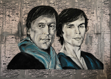 Nureyev and Bruhn 绘画 标题为“Nureyev and Bruhn” 由Monica Boldrin, 原创艺术品, 油 安装在木质担架架上