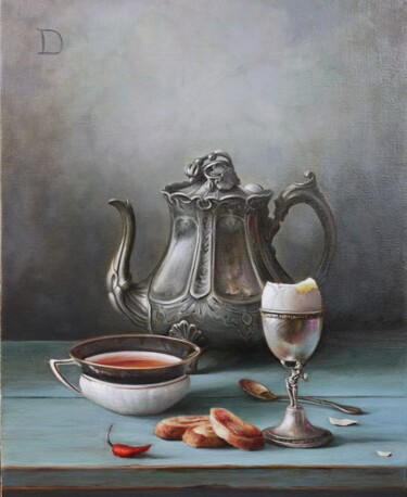 绘画 标题为“Five o'clock tea” 由Anne Laure Dionot, 原创艺术品, 油 安装在木质担架架上