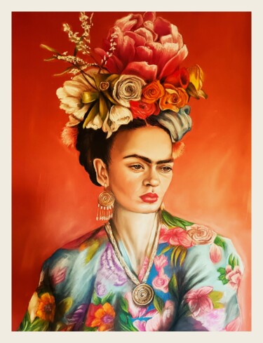 Dessin intitulée "Frida 2" par Cathy, Œuvre d'art originale, Pastel