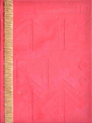 Red interior painting with gold element and rough coating Painting titled "Red interior painti…" by Aivenda, Original Artwork, Acrylic Mounted on Wood Stretcher frame