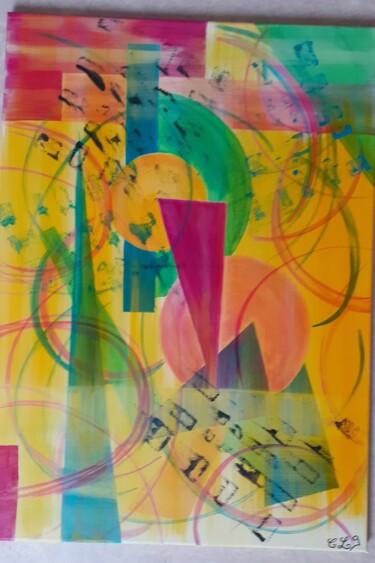 Painting titled "Flou" by Christel Le Goff-Grataloup, Original Artwork, Acrylic Mounted on Wood Stretcher frame
