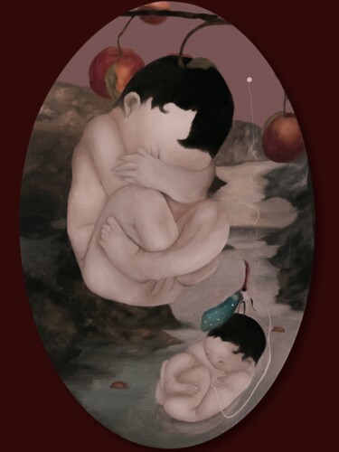 绘画 标题为“Il pesco” 由Elisa De Montis, 原创艺术品, 油 安装在木质担架架上