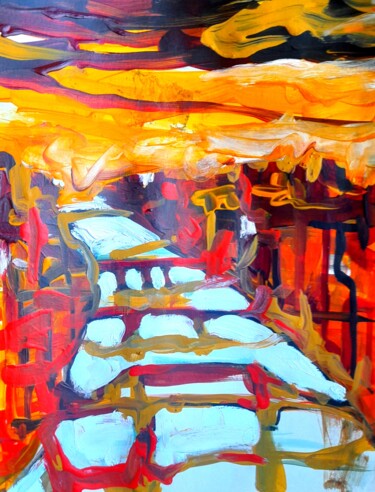Painting titled "London at sunset" by Alexey Zhucovsky, Original Artwork, Acrylic