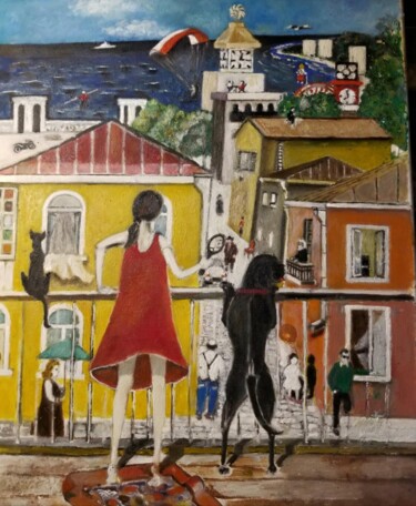 Balcony of Dreams Peinture intitulée "Balcony of Dreams" par Beso Tsamalashvili Art Tsamalashvili, Œuvre d'art originale, Huile