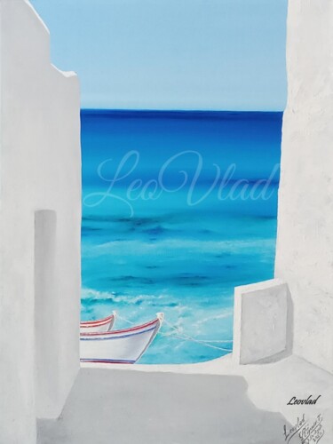 Painting titled ""Mi Mýkonos imagina…" by Leovlad, Leonardo Vladimir, Original Artwork, Oil