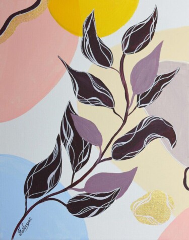 Painting titled "Abstract in gold-br…" by Tusya Lav, Original Artwork, Acrylic