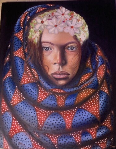 Painting titled "Woven" by Samuel Opeyemi, Original Artwork, Oil