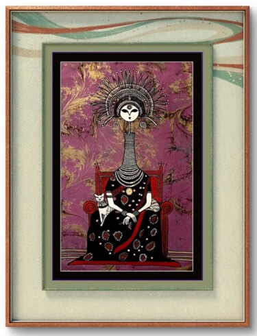 Dessin intitulée "Inqueen" par Ebru Bandinelli, Œuvre d'art originale, Acrylique Monté sur Verre