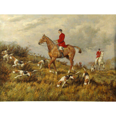 绘画 标题为“fox hunting oil art” 由George York, 原创艺术品, 油