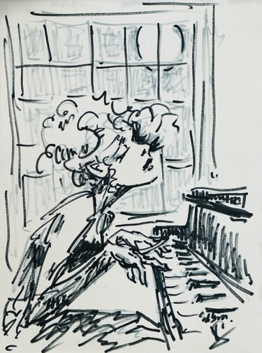 Tekening getiteld "Moonlight Sonata." door Victoria General, Origineel Kunstwerk, Marker