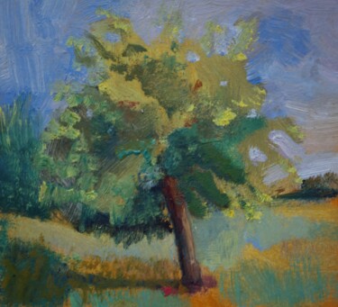 Schilderij getiteld "Small apple tree oi…" door Irina Lopuh, Origineel Kunstwerk, Olie Gemonteerd op Karton