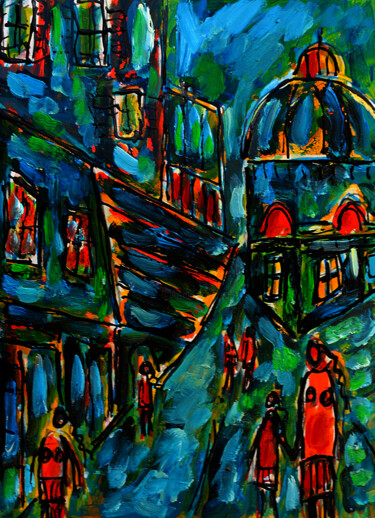 Peinture intitulée "Compostelle" par Jean Mirre, Œuvre d'art originale, Huile