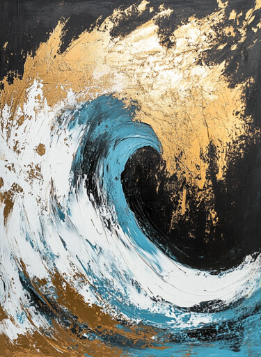 Dreamy Ocean Wave Abstract Art Print Цифровое искусство под названием "Dreamy Ocean Wave A…" - Alfina Lumy, Подлинное произведение искусства, Цифровая живопись