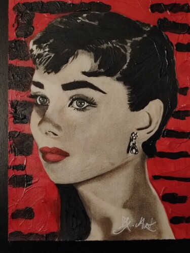 Painting titled "Audrey Hepburn" by Dx.Art, Original Artwork, Watercolor