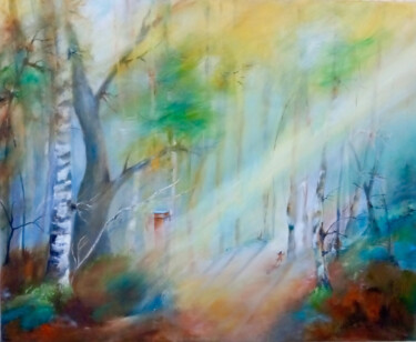Peinture intitulée "Clairière" par Michèle Labbrecayla, Œuvre d'art originale, Huile Monté sur Châssis en bois