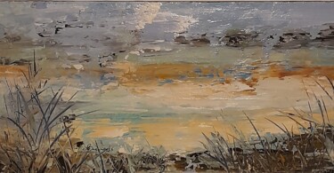 Peinture intitulée "Les herbes au bord…" par Jean-Pierre Duquaire, Œuvre d'art originale, Huile Monté sur Châssis en bois