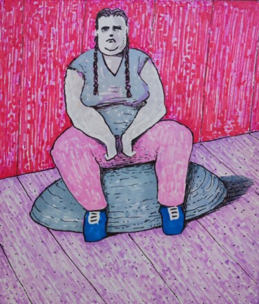 Disegno intitolato "Waiting for your ca…" da Milto Sideris, Opera d'arte originale, Pennarello