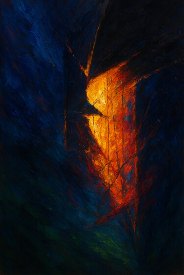 Painting titled "La Faille du Silence" by Ds 26, Original Artwork, Oil Mounted on Wood Stretcher frame