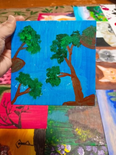 Peinture intitulée "Finction blue water…" par Vidoitepaintings, Œuvre d'art originale, Acrylique