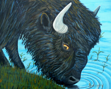 「Buffalo Serenity」というタイトルの絵画 Anthony Dunphyによって, オリジナルのアートワーク, アクリル