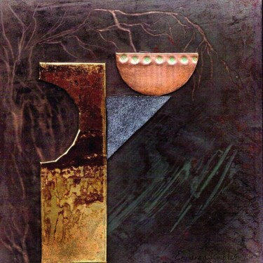 Painting titled "Equilibrio. Serie N…" by Encarna Robles, Original Artwork, Metals Mounted on Wood Panel