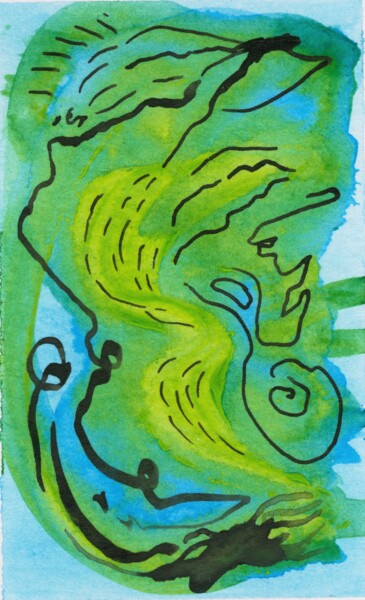 Peinture intitulée "abstract waterscape…" par Lya Helia, Œuvre d'art originale, Acrylique