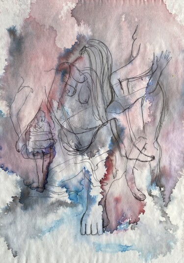 Untitled Drawing Dessin intitulée "Untitled Drawing" par Gela Mikava, Œuvre d'art originale, Aquarelle