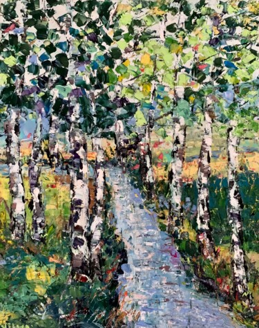 绘画 标题为“Birch Trees By Rive…” 由Vilma Gataveckiene, 原创艺术品, 油