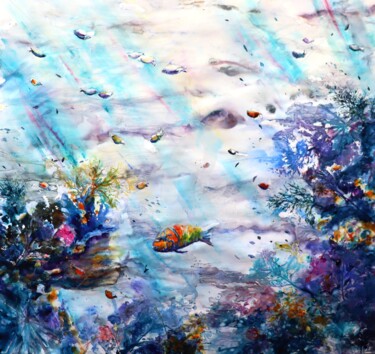 Peinture intitulée "sous les signes" par Roger Boubenec, Œuvre d'art originale, Aquarelle