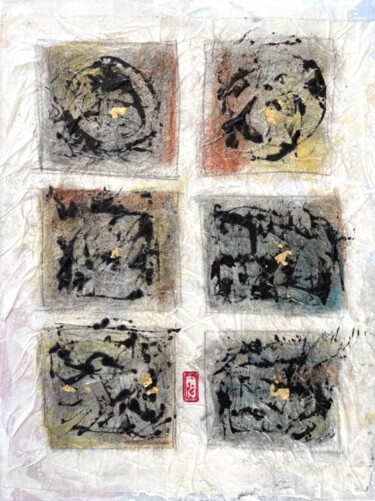 Schilderij getiteld "HM#6" door Nadej Gunalp, Origineel Kunstwerk, Inkt Gemonteerd op Frame voor houten brancard