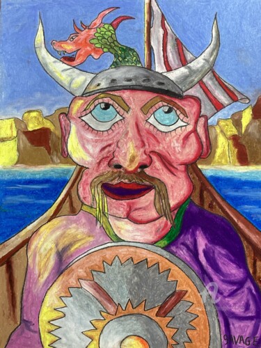 Peinture intitulée "LE VIKING" par Philippe Savage, Œuvre d'art originale, Pastel