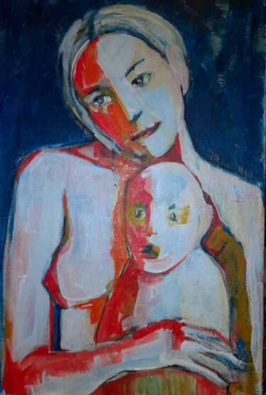 Madonna with a child Painting titled "Madonna with a child" by Alexey Zhucovsky, Original Artwork, Acrylic