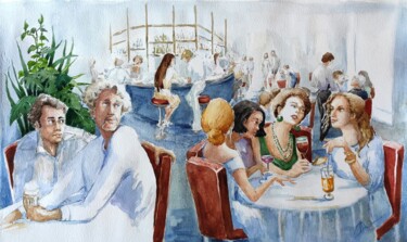 "Happy hour - Glances" başlıklı Tablo Lidia Marinova tarafından, Orijinal sanat, Suluboya