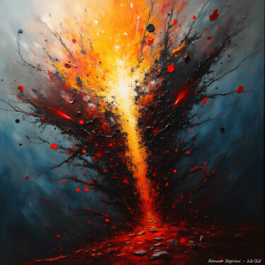 Digital Arts titled "Noise of Silences" by Renato Segrini Queiroz, Original Artwork, Digital Painting Mounted on Stone