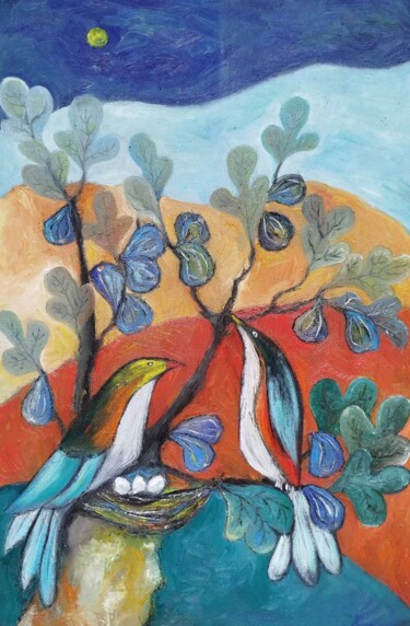 The Serenade Painting titled "The Serenade" by Narineh Qochinyan-Arakelyan, Original Artwork, Oil Mounted on Wood Stretcher frame