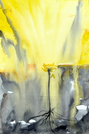 Malerei mit dem Titel "Rooted in Light" von Tetiana Bilous, Original-Kunstwerk, Aquarell