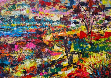 Painting titled "Morgane" by Nathalie Jaguin, Original Artwork, Acrylic Mounted on Wood Panel