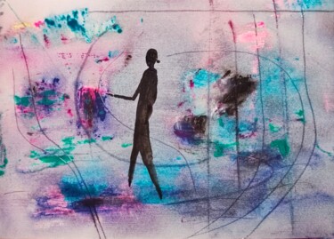 Pintura intitulada "Curious dark spirit…" por Milto Sideris, Obras de arte originais, Acrílico