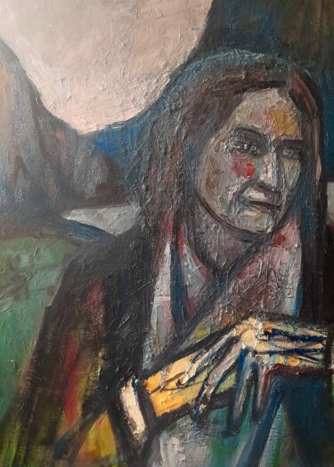 Pittura intitolato "Demon of music" da Alexey Zhucovsky, Opera d'arte originale, Olio
