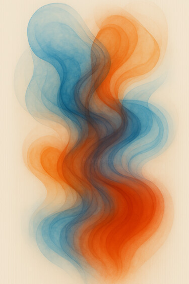Painting titled "Fusion Élémentaire" by Ds 26, Original Artwork, Acrylic Mounted on Wood Stretcher frame