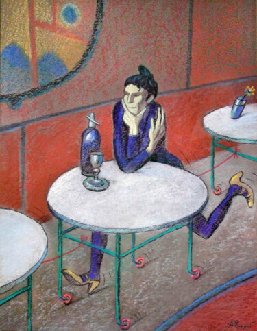 Tekening getiteld "A lover of absinthe" door Aleksandr Sergeev, Origineel Kunstwerk, Pastel