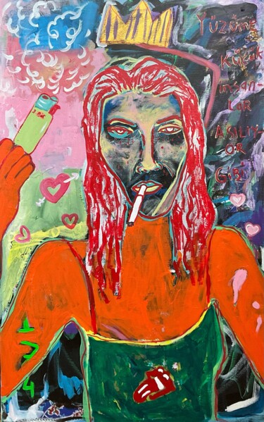 绘画 标题为“Self portrait” 由Erseel, 原创艺术品, 丙烯 安装在木板上