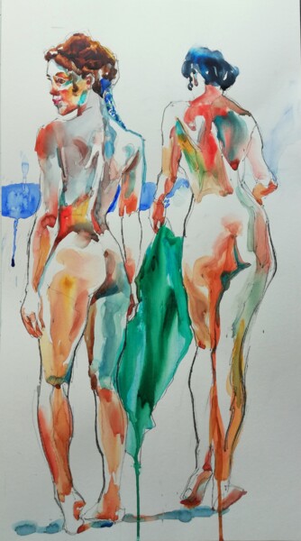 Painting titled "On the Beach XXXI" by Jelena Djokic, Original Artwork, Watercolor