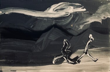 绘画 标题为“walk in progress/mue” 由Fernand Fernandez, 原创艺术品, 丙烯 安装在纸板上