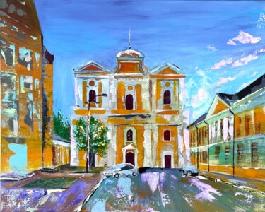 Painting titled "Самбір" by Oksana Struk, Original Artwork, Acrylic Mounted on Wood Stretcher frame