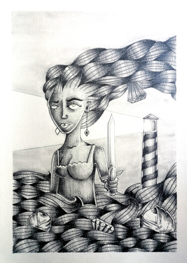 "femme" başlıklı Resim Hugues Wartelle tarafından, Orijinal sanat, Kalem
