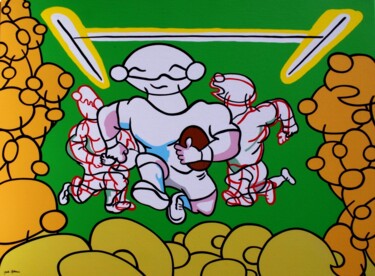 Peinture intitulée "Rugby  (N° 451 )" par Jean Hellemans, Œuvre d'art originale, Acrylique Monté sur Châssis en bois