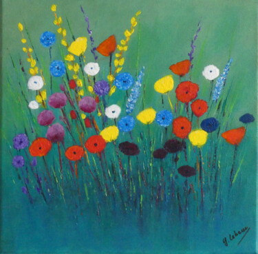 Peinture intitulée "Fleurs 1" par Gérard Lebeau, Œuvre d'art originale, Acrylique
