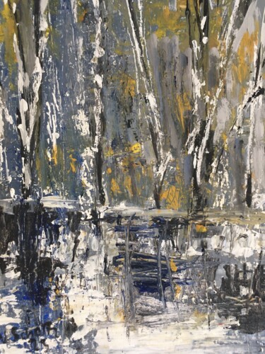 Pittura intitolato "Kleines Birkenbild" da Wolfgang Scholtz, Opera d'arte originale, Acrilico Montato su Telaio per barella…